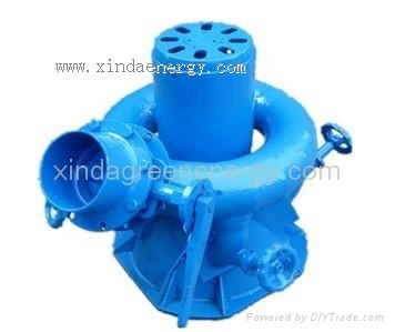 Coil pipe four nozzle incline jet pelton small water turbine generator（5KW—15KW）
